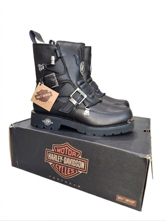 ​Harley-Davidson Distortion Men\'s Black Leather Motorcycle Boots Size 10.5